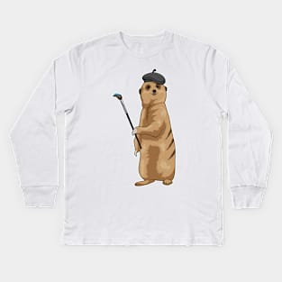 Meerkat Painter Paint brush Kids Long Sleeve T-Shirt